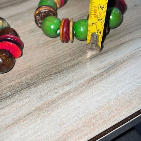 Green And Wood Multi Color Stretch Bracelet Bundle Of 2 Bracelets - Picture 5 of 7